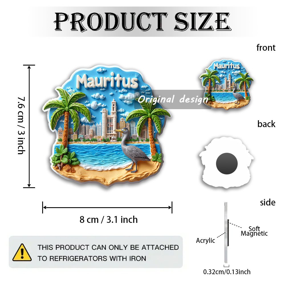 Mauritius Cityscape 2D Acrylic Fridge Magnet Suvenir - Image 4