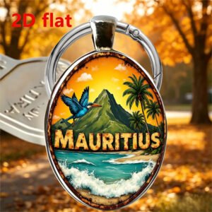 mauritius-tropical-beach-2d-flat-oval-keychain-gift