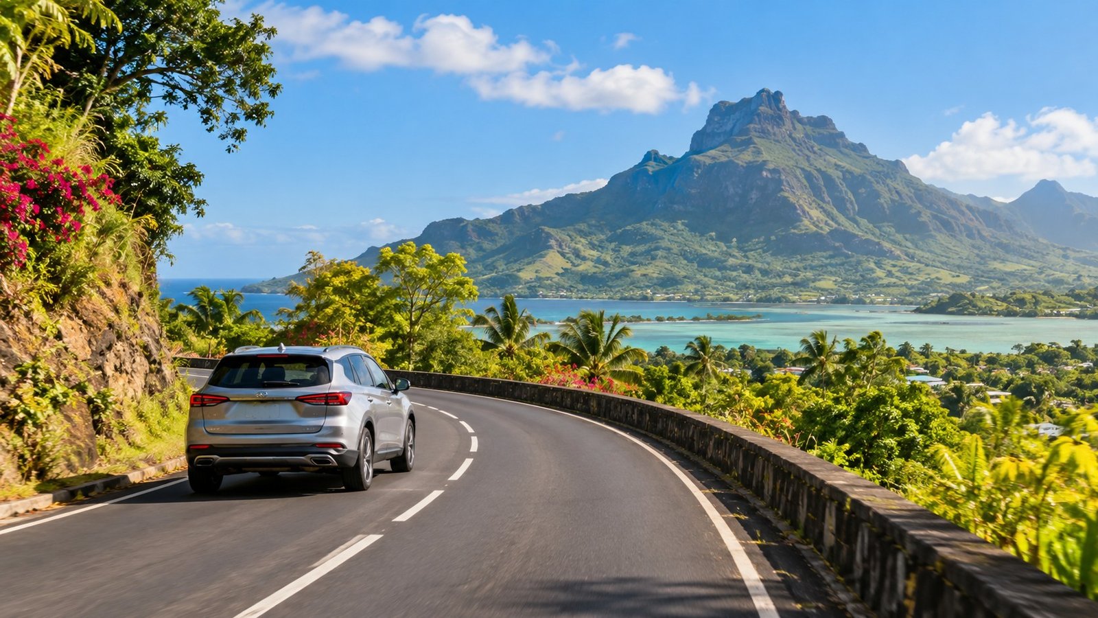 Private driver on a scenic Mauritius road